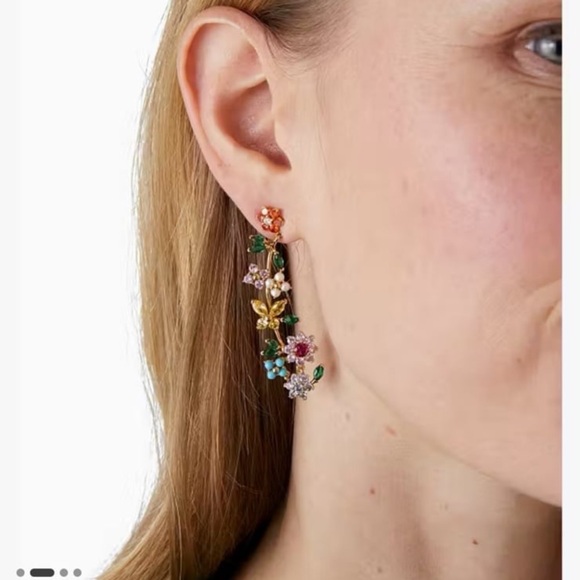 Katespade bloom flower linear earrings - Picture 3 of 13